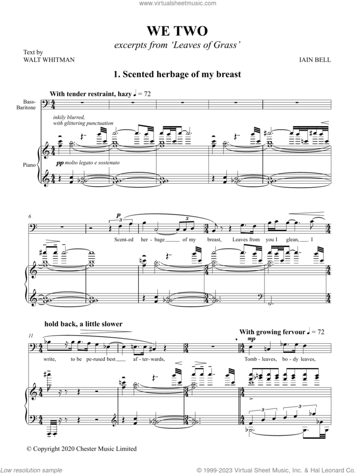 We Two sheet music for voice and piano by Iain Bell, classical score, intermediate skill level
