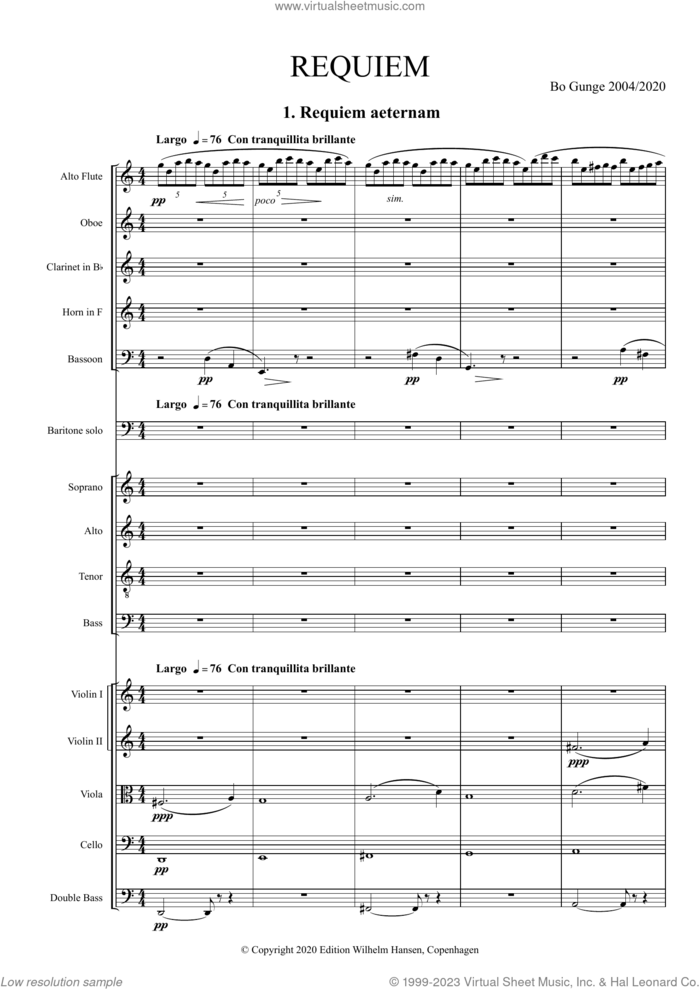 Requiem sheet music for orchestra/band (full score) by Bo Gunge, classical score, intermediate skill level