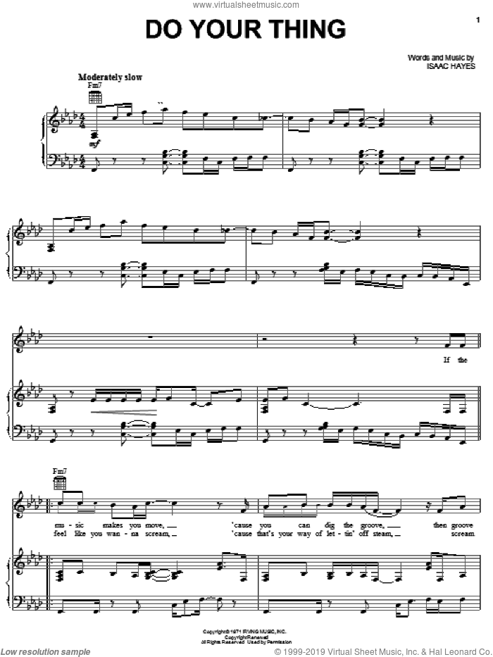 Do Your Thing sheet music for voice, piano or guitar by Isaac Hayes, intermediate skill level