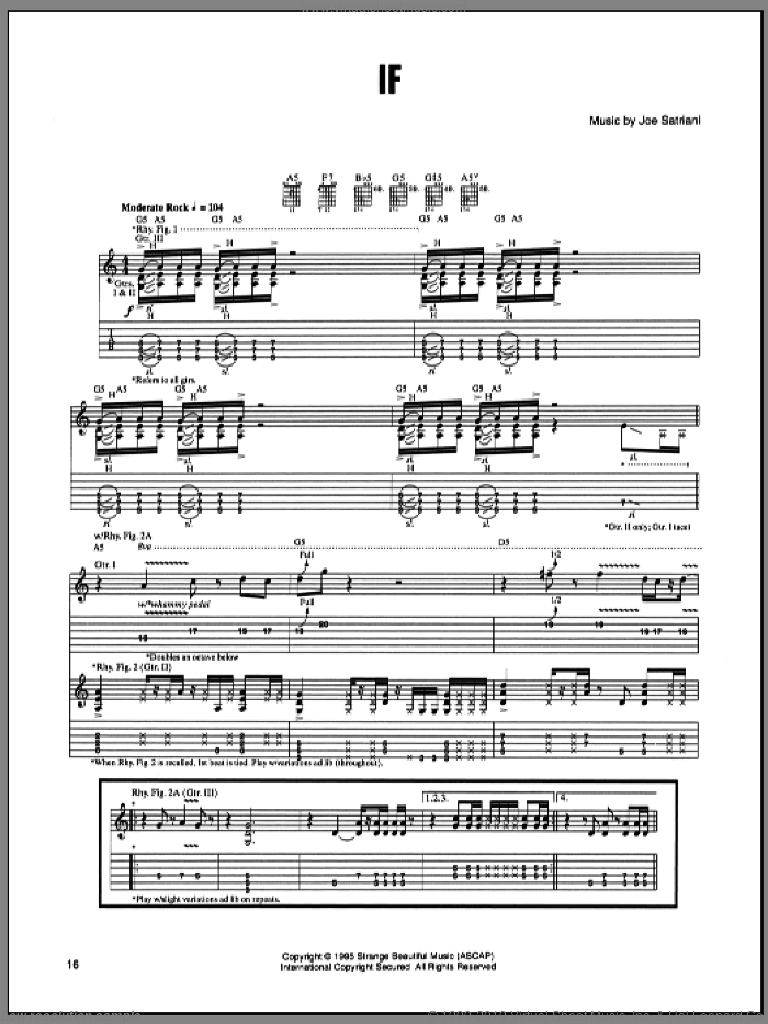 If sheet music for guitar (tablature) by Joe Satriani, intermediate skill level