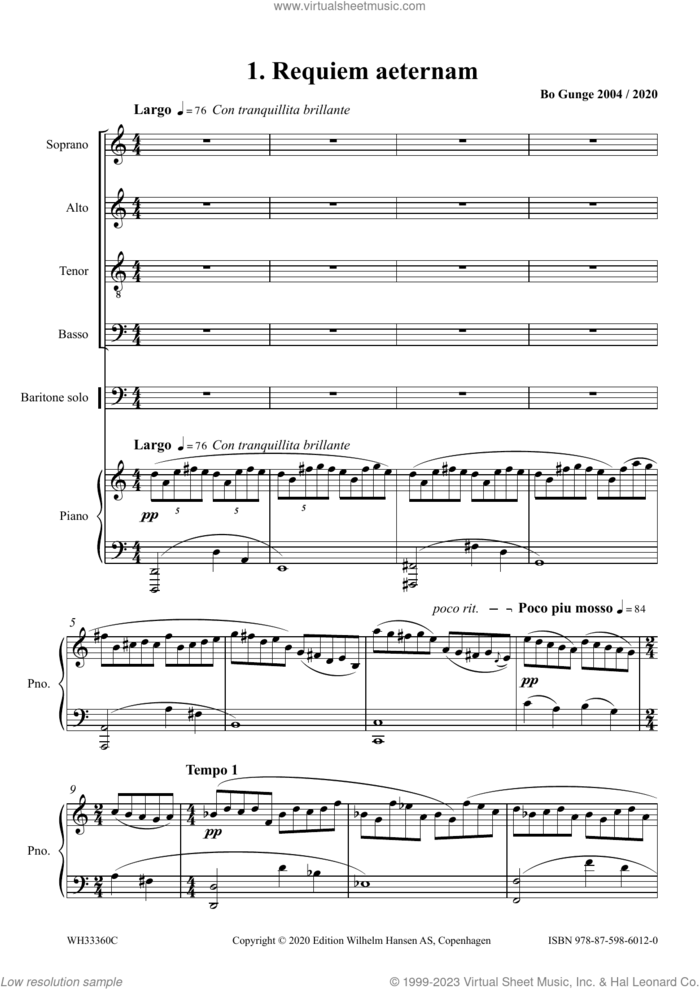 Requiem (Vocal Score) sheet music for orchestra/band (vocal score) by Bo Gunge, classical score, intermediate skill level