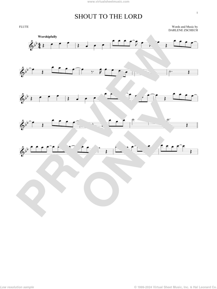 Shout To The Lord sheet music for flute solo by Hillsong Worship and Darlene Zschech, intermediate skill level