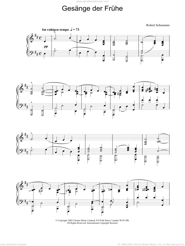 GesAnge der FrAhe sheet music for piano solo by Robert Schumann, classical score, intermediate skill level