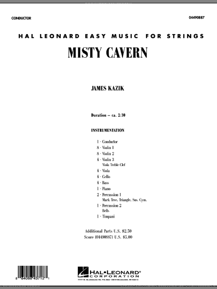 Misty Cavern (COMPLETE) sheet music for orchestra by James Kazik, classical score, intermediate skill level