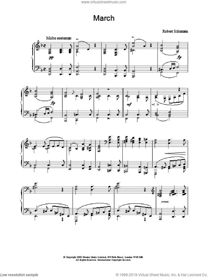 March sheet music for piano solo by Robert Schumann, classical score, intermediate skill level