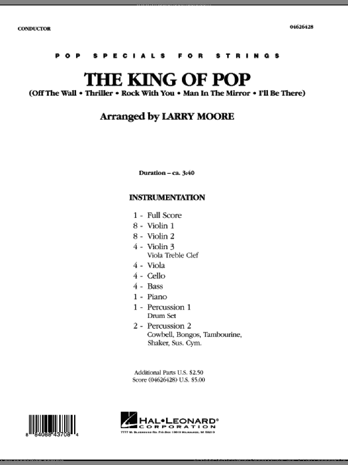 The King of Pop (COMPLETE) sheet music for orchestra by Michael Jackson and Larry Moore, intermediate skill level