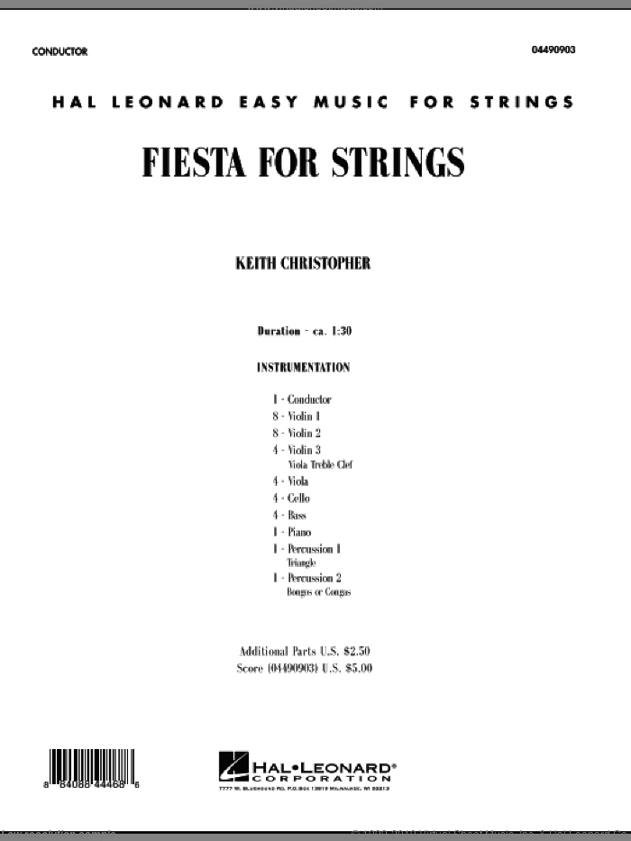 Fiesta for Strings (COMPLETE) sheet music for orchestra by Keith Christopher, intermediate skill level