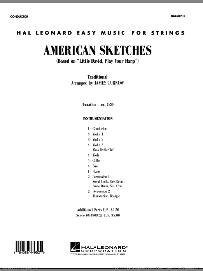 American Sketches (COMPLETE) sheet music for orchestra by James Curnow, intermediate skill level