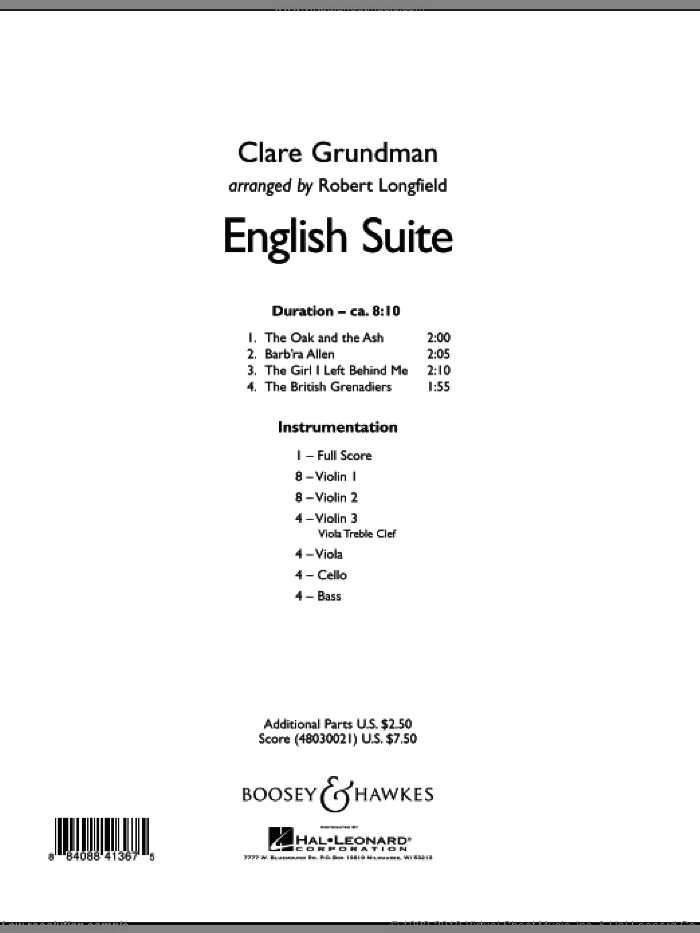 English Suite (COMPLETE) sheet music for orchestra by Clare Grundman and Robert Longfield, classical score, intermediate skill level