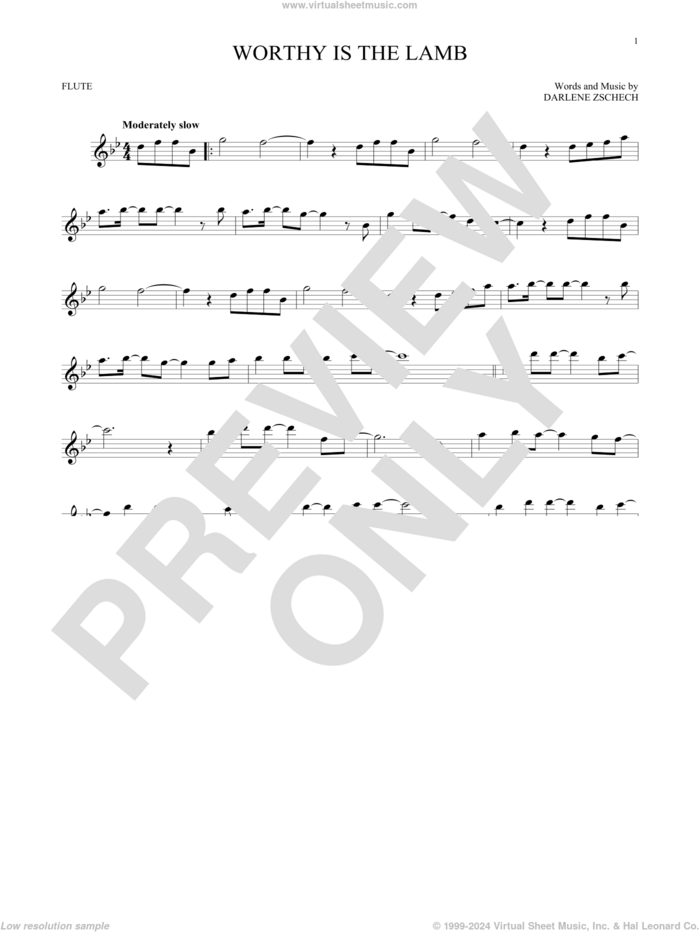 Worthy Is The Lamb sheet music for flute solo by Hillsong Worship and Darlene Zschech, intermediate skill level