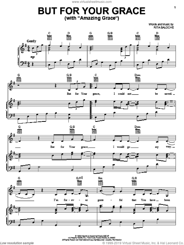 But For Your Grace sheet music for voice, piano or guitar by Paul Baloche and Rita Baloche, intermediate skill level