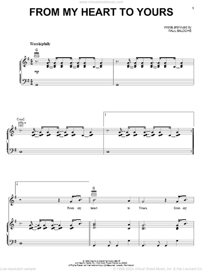 From My Heart To Yours sheet music for voice, piano or guitar by Paul Baloche, intermediate skill level