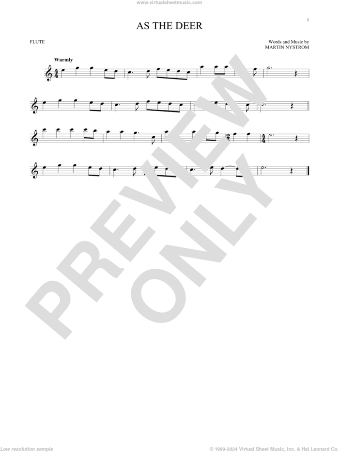 As The Deer sheet music for flute solo by Martin Nystrom, intermediate skill level