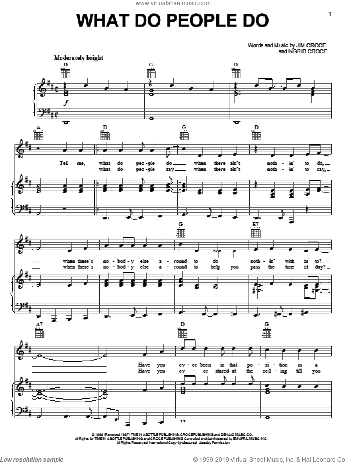 What Do People Do sheet music for voice, piano or guitar by Jim Croce, intermediate skill level
