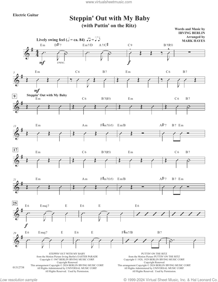 Steppin' Out With My Baby (with 'Puttin' On The Ritz') sheet music for orchestra/band (guitar) by Irving Berlin and Mark Hayes, intermediate skill level