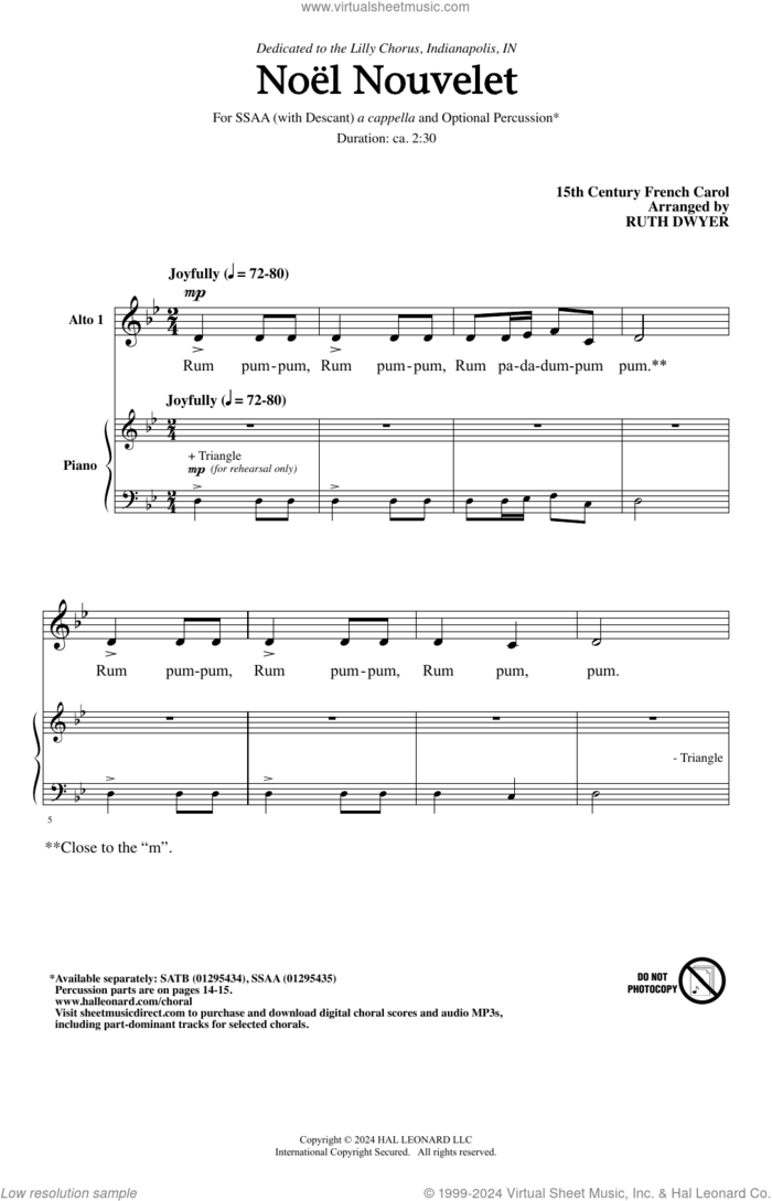 Noel Nouvelet (arr. Ruth Dwyer) sheet music for choir (SSAB Divisi) by Anonymous, Ruth Dwyer and Miscellaneous, intermediate skill level