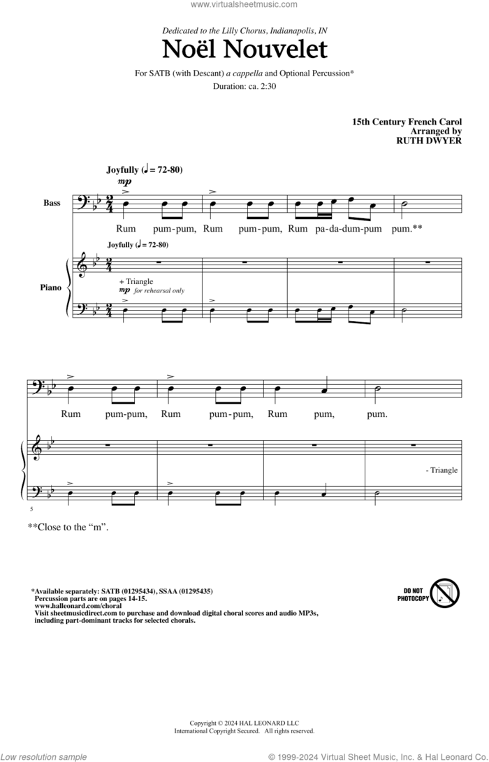 Noel Nouvelet (arr. Ruth Dwyer) sheet music for choir (SATB Divisi) by Anonymous, Ruth Dwyer and Miscellaneous, intermediate skill level