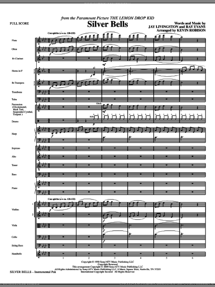 Silver Bells (COMPLETE) sheet music for orchestra/band (Orchestra) by Jay Livingston, Ray Evans and Kevin Robison, intermediate skill level