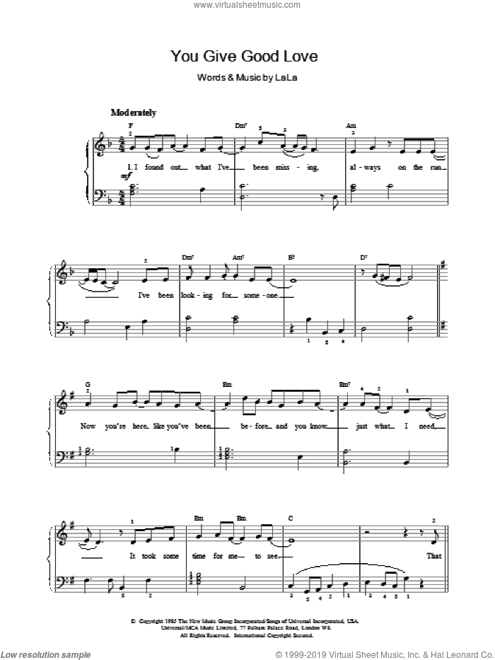 You Give Good Love sheet music for voice, piano or guitar by Whitney Houston, intermediate skill level