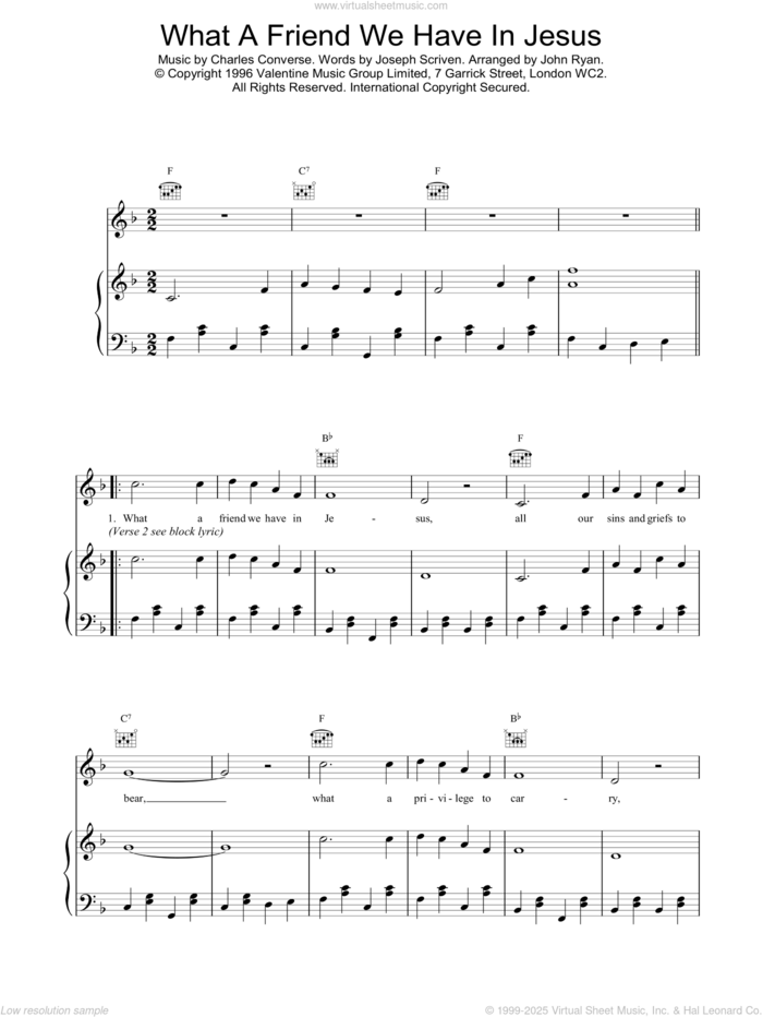 What A Friend We Have In Jesus sheet music for voice, piano or guitar by Daniel O'Donnell, Mahalia Jackson and Joseph M. Scriven, intermediate skill level