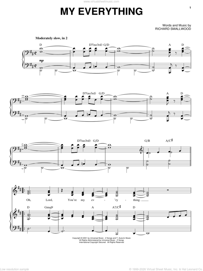 My Everything sheet music for voice, piano or guitar by Richard Smallwood, intermediate skill level
