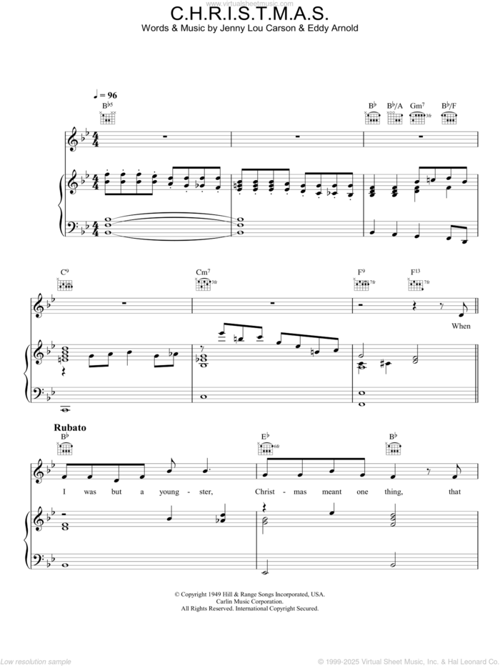 C.H.R.I.S.T.M.A.S. sheet music for voice, piano or guitar by Perry Como, intermediate skill level