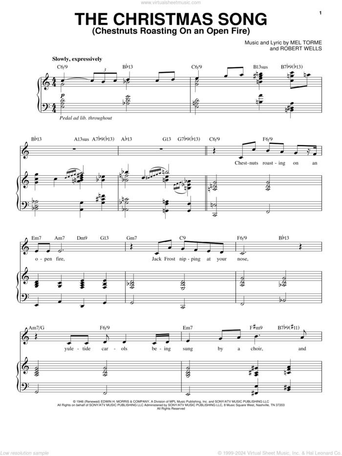 The Christmas Song (Chestnuts Roasting On An Open Fire) sheet music for voice and piano by Michael Buble, Mel Torme and Robert Wells, intermediate skill level