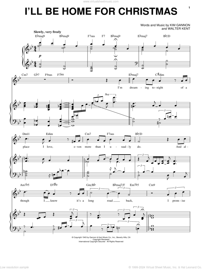 I'll Be Home For Christmas sheet music for voice and piano by Michael Buble, Bing Crosby, Kim Gannon and Walter Kent, intermediate skill level