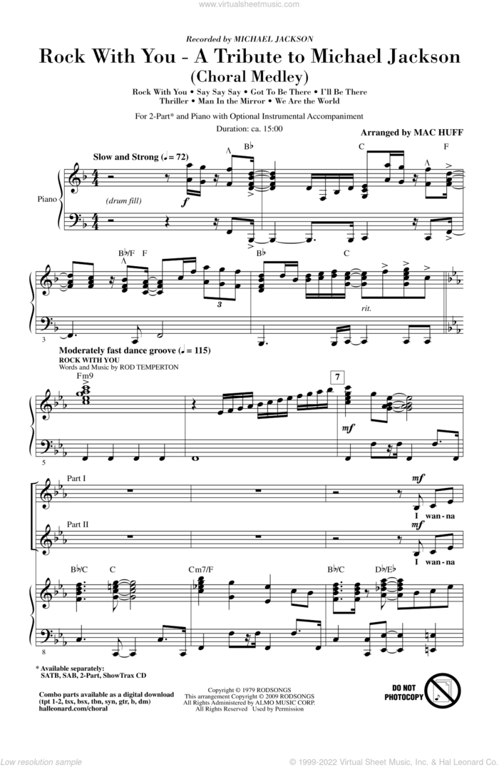 Rock With You - A Tribute to Michael Jackson (Medley) sheet music for choir (2-Part) by Mac Huff, Rod Temperton and Michael Jackson, intermediate duet