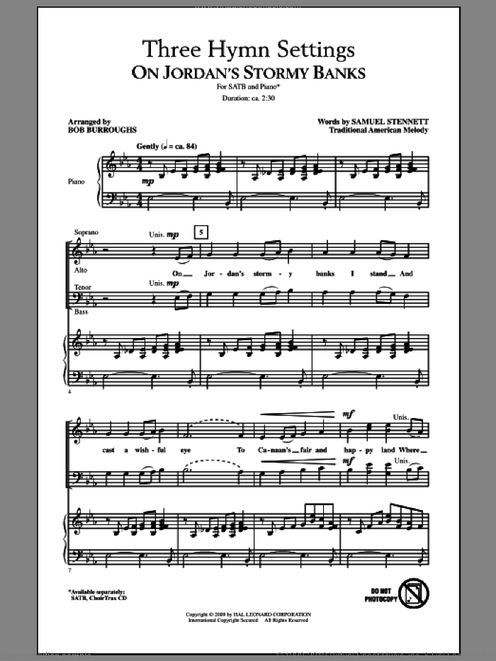 Three Hymn Settings sheet music for choir (SATB: soprano, alto, tenor, bass) by Bob Burroughs, intermediate skill level