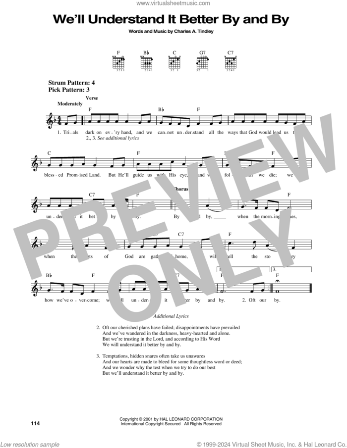 We'll Understand It Better By And By sheet music for guitar solo (chords) by Charles A. Tindley, easy guitar (chords)