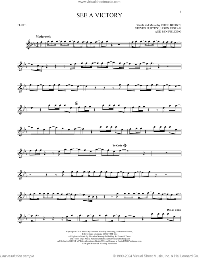 See A Victory sheet music for flute solo by Elevation Worship, Ben Fielding, Chris Brown, Jason Ingram and Steven Furtick, intermediate skill level