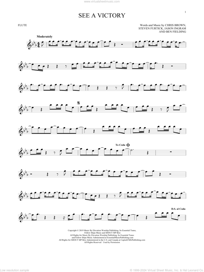 See A Victory sheet music for flute solo by Elevation Worship, Ben Fielding, Chris Brown, Jason Ingram and Steven Furtick, intermediate skill level