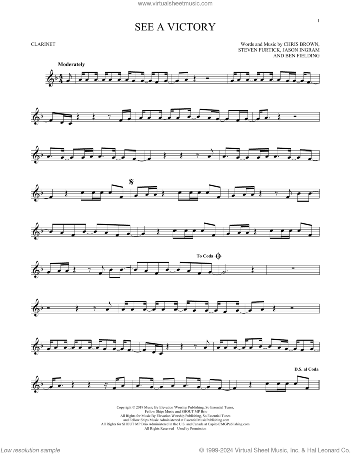 See A Victory sheet music for clarinet solo by Elevation Worship, Ben Fielding, Chris Brown, Jason Ingram and Steven Furtick, intermediate skill level