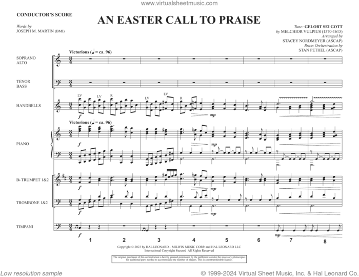 An Easter Call To Praise (arr. Stacey Nordmeyer) (Handbells) (COMPLETE) sheet music for orchestra/band by Joseph M. Martin and Stacey Nordmeyer, intermediate skill level