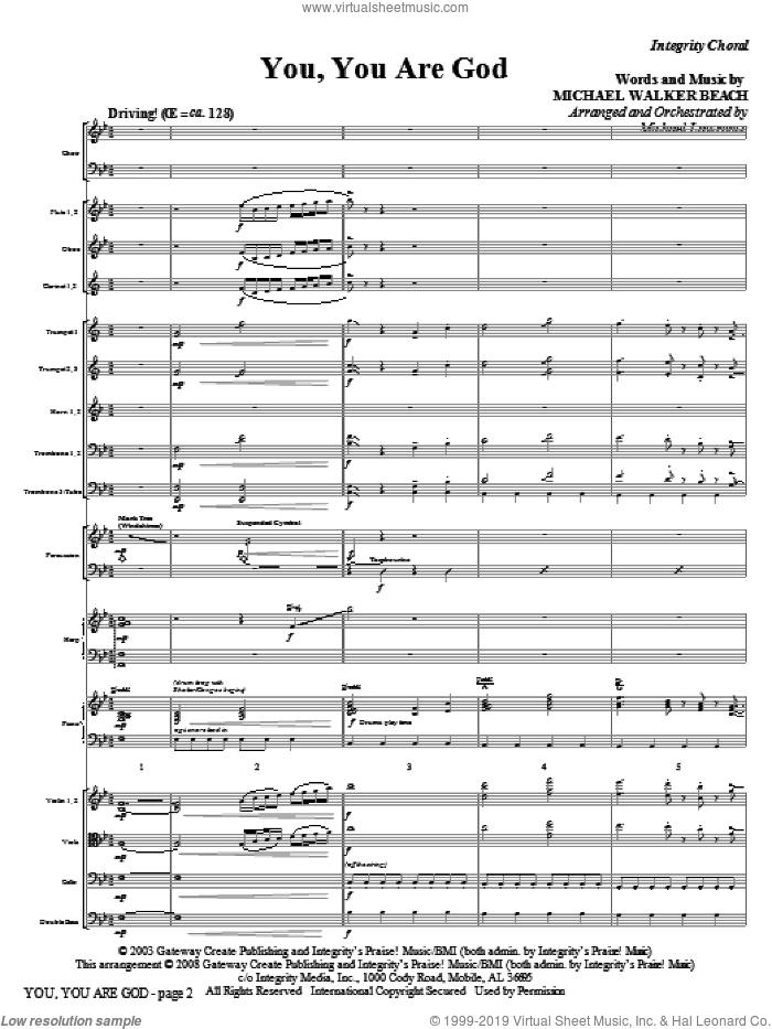 You, You Are God (COMPLETE) sheet music for orchestra/band (Orchestra) by Michael Walker Beach and Michael Lawrence, intermediate skill level