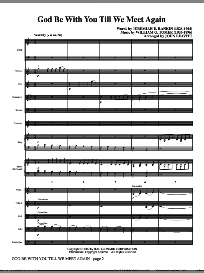 God Be With You Till We Meet Again (COMPLETE) sheet music for orchestra/band (Orchestra) by Jeremiah E. Rankin, William G. Tomer and John Leavitt, intermediate skill level