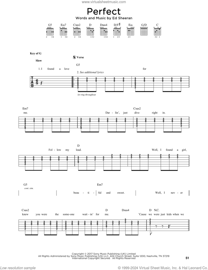Perfect sheet music for guitar solo (lead sheet) by Ed Sheeran, intermediate guitar (lead sheet)