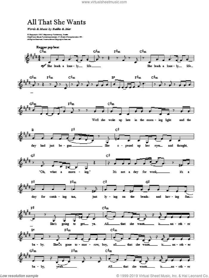 All That She Wants sheet music for voice and other instruments (fake book) by Ace Of Base, intermediate skill level