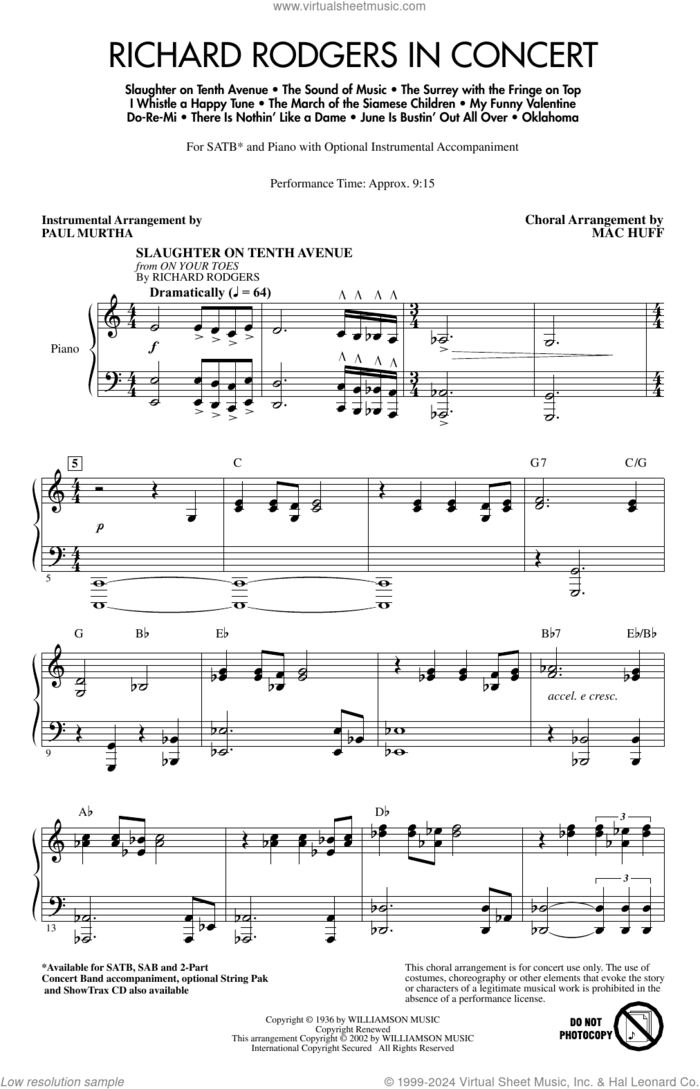 Richard Rodgers in Concert (Medley) sheet music for choir (SATB: soprano, alto, tenor, bass) by Richard Rodgers, Mac Huff and Oscar II Hammerstein, intermediate skill level