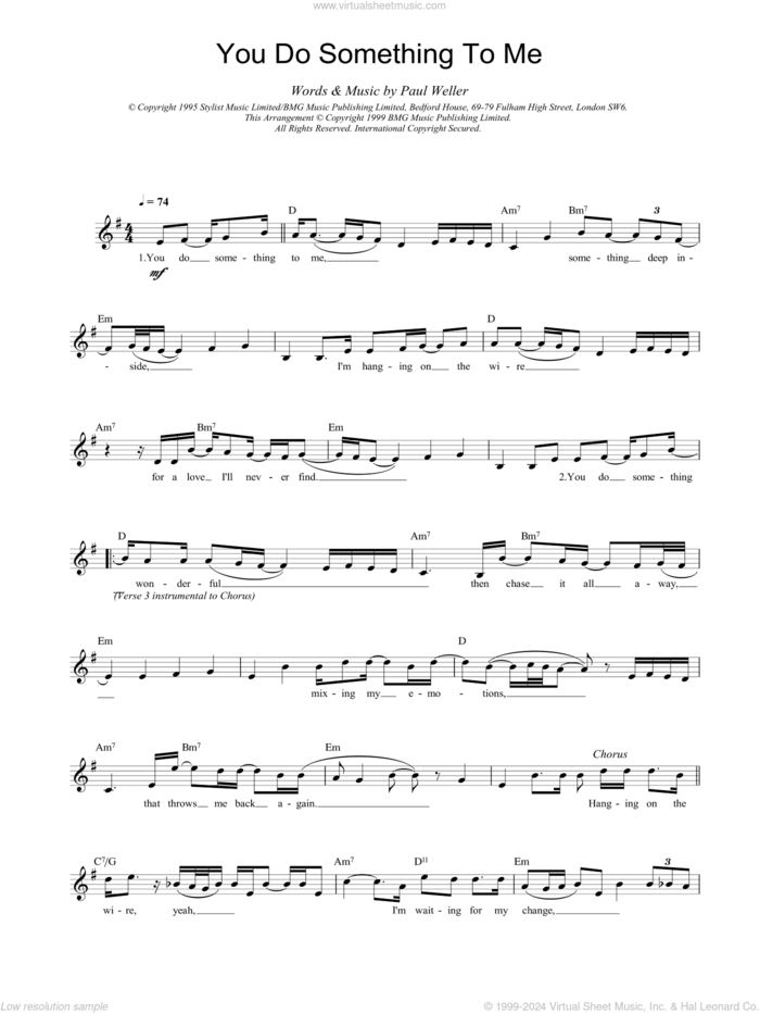 You Do Something To Me sheet music for voice and other instruments (fake book) by Paul Weller, intermediate skill level