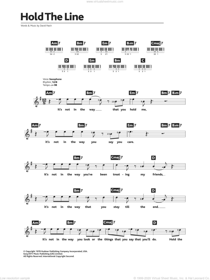 Hold The Line sheet music for piano solo (chords, lyrics, melody) by Toto and David Paich, intermediate piano (chords, lyrics, melody)