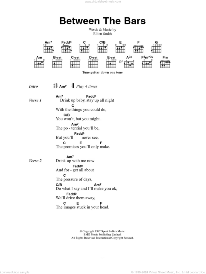 Between The Bars sheet music for guitar (chords) by Elliott Smith, intermediate skill level