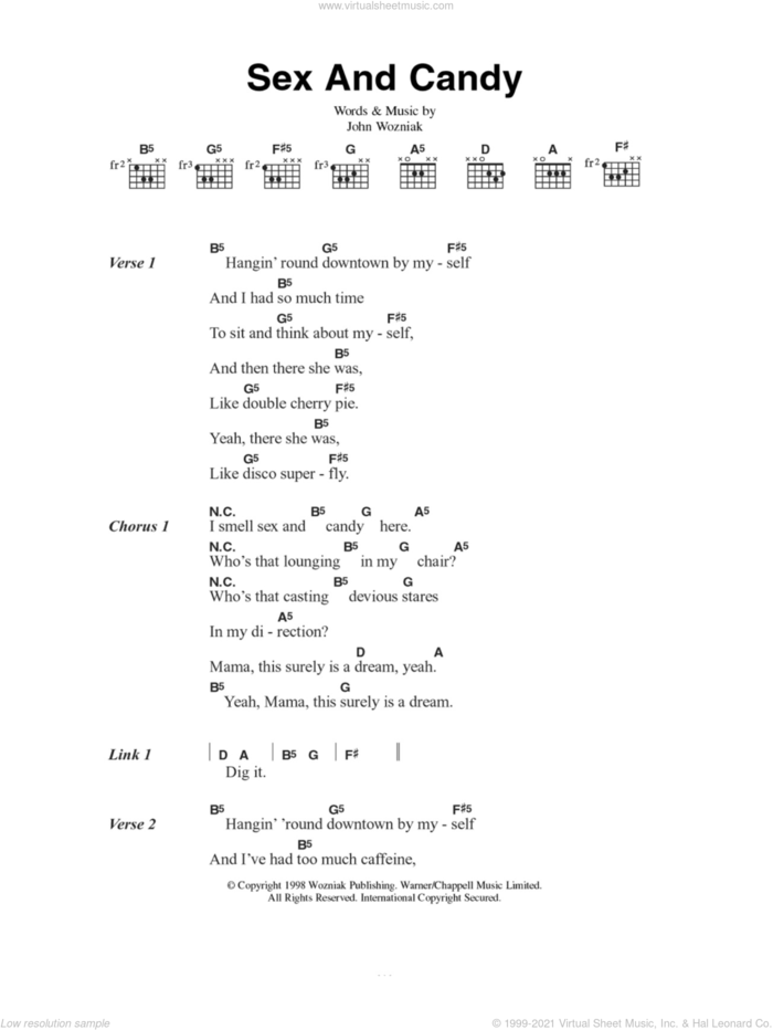 Sex And Candy sheet music for guitar (chords) by Marcy Playground and John Wozniak, intermediate skill level