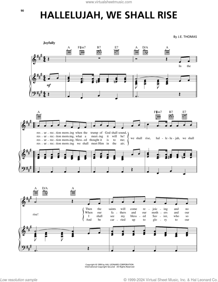 Hallelujah, We Shall Rise sheet music for voice, piano or guitar by J.E. Thomas, intermediate skill level