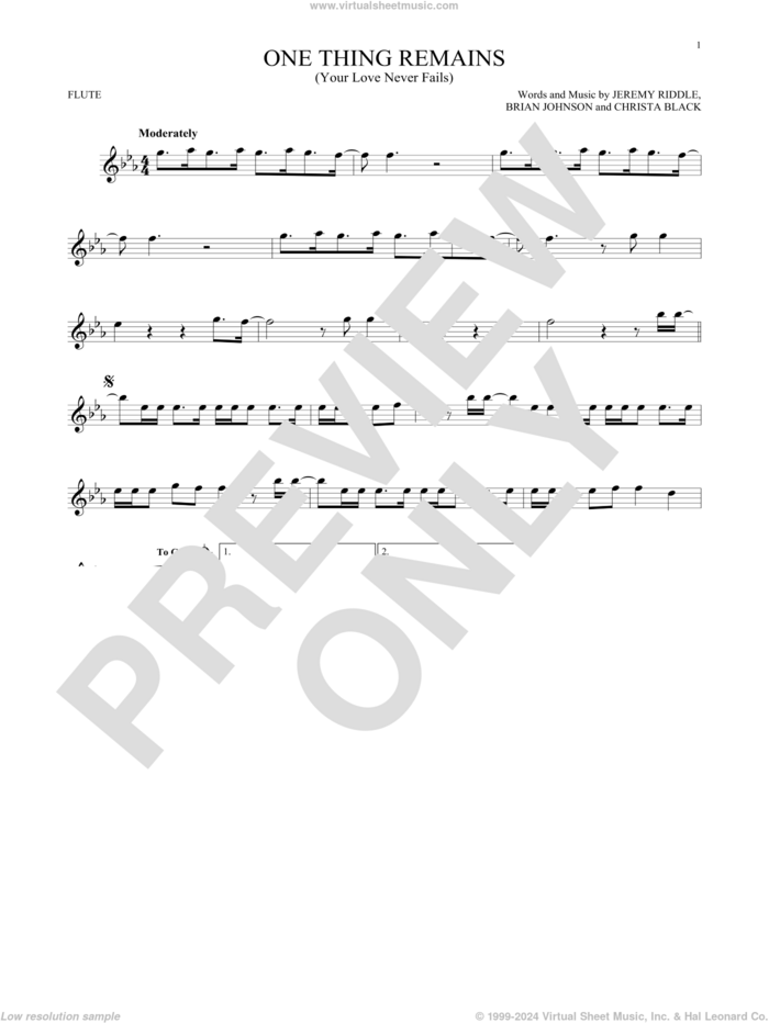 One Thing Remains (Your Love Never Fails) sheet music for flute solo by Passion & Kristian Stanfill, Brian Johnson, Christa Black and Jeremy Riddle, intermediate skill level