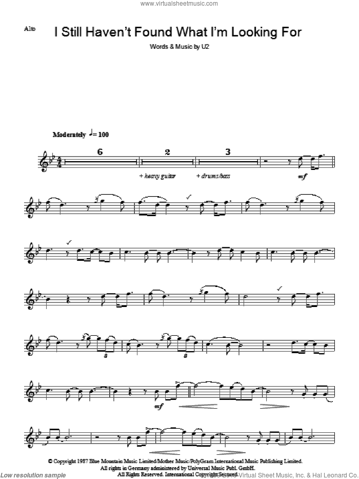 I Still Haven't Found What I'm Looking For sheet music for voice and other instruments (fake book) by U2, intermediate skill level
