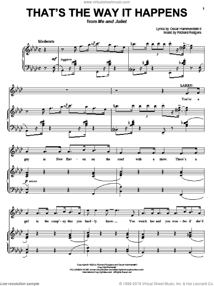 That's The Way It Happens sheet music for voice and piano by Rodgers & Hammerstein, Me And Juliet (Musical), Oscar II Hammerstein and Richard Rodgers, intermediate skill level