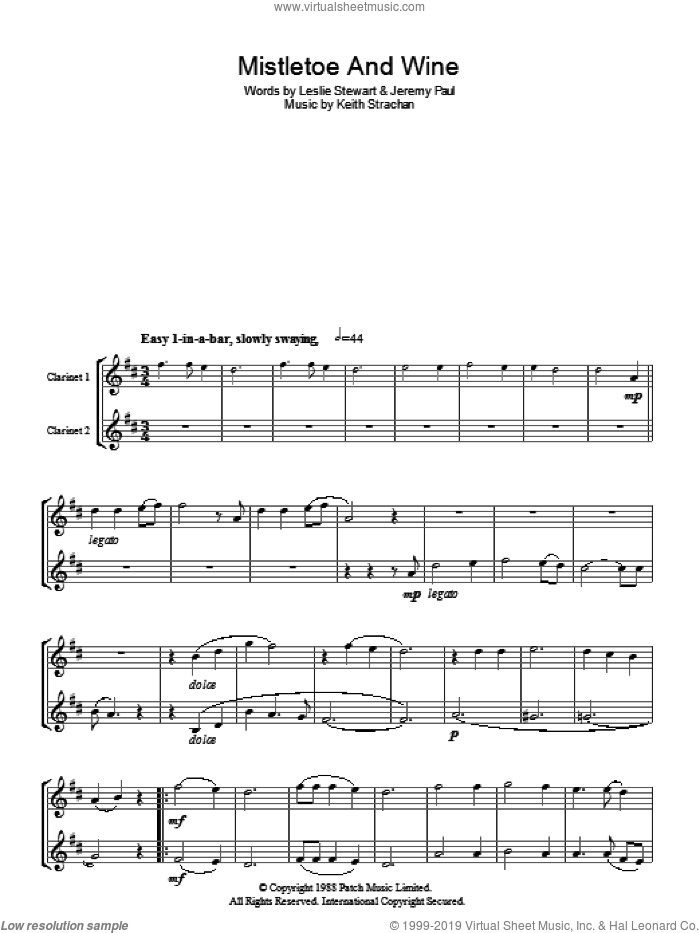 Mistletoe And Wine sheet music for voice and other instruments (fake book) by Cliff Richard, Jeremy Paul, Keith Strachan and Leslie Stewart, intermediate skill level