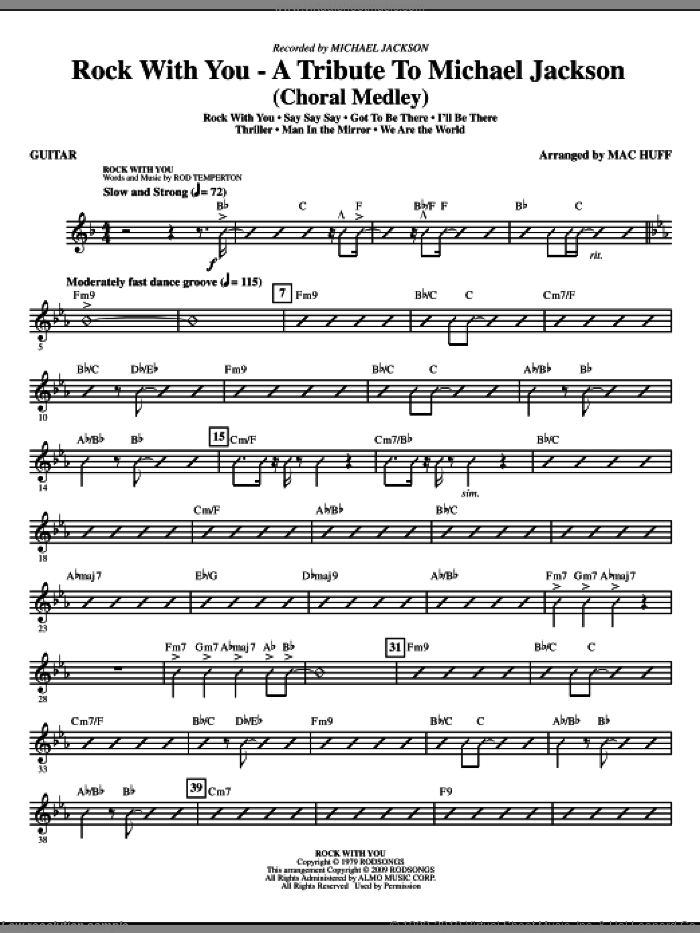 Rock With You, a tribute to michael jackson (medley) sheet music for orchestra/band (guitar) by Mac Huff and Michael Jackson, intermediate skill level
